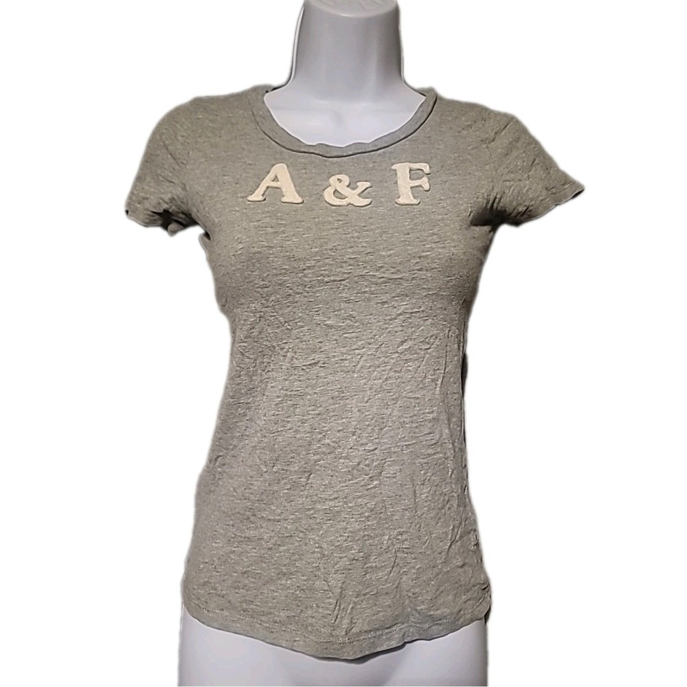 Abercrombie Fitch Gray A&F Logo Graphic T Shirt Womens Size XS